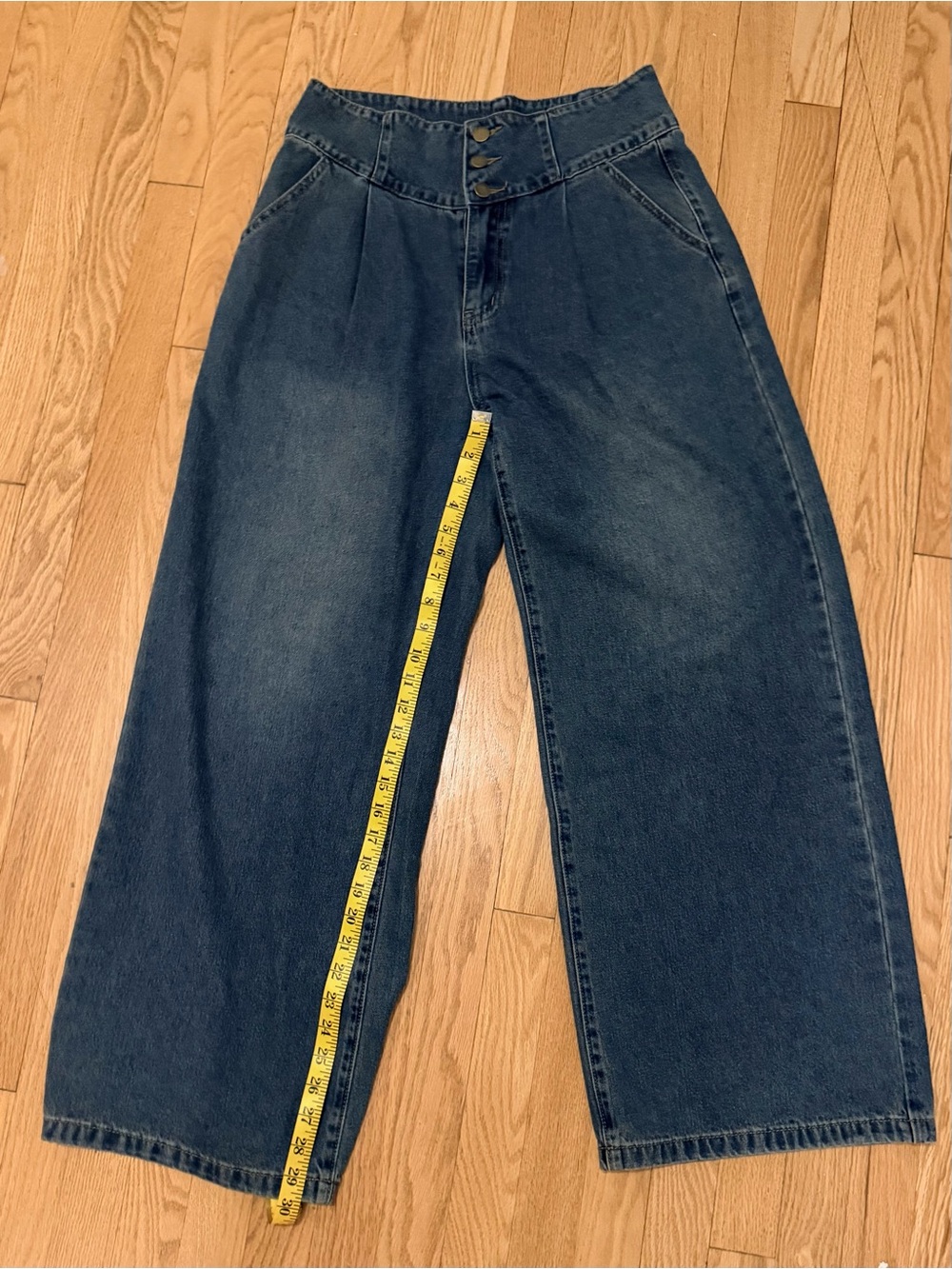 CIDER High Rise Wide Leg Jeans Size 30 Blue Denim Button Front Like New - Picture 11 of 13